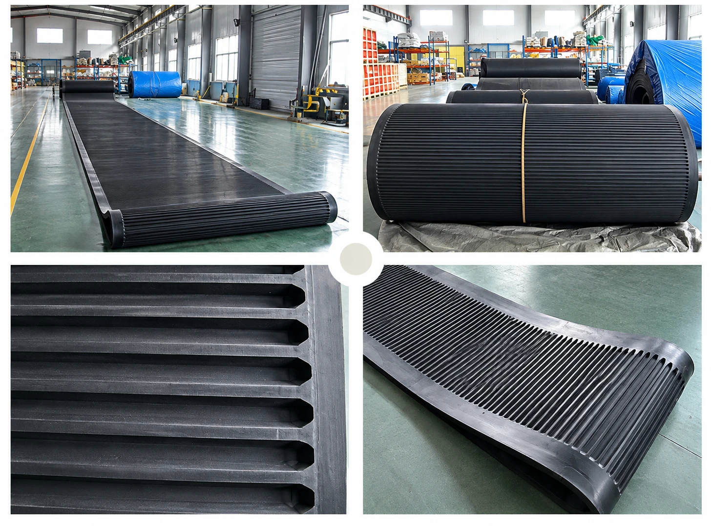 Heat resistant rubber filter belt: extended belt, rolls and drainage groove details