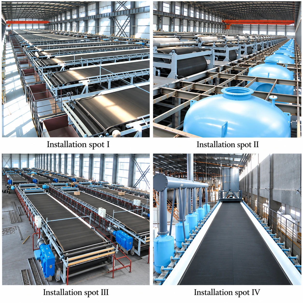 Installation spots I to IV of vacuum belt filters in industrial plants