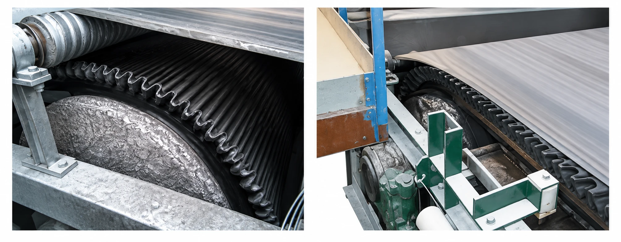 Filter belt with skirt edges passing around the vacuum filter rollers