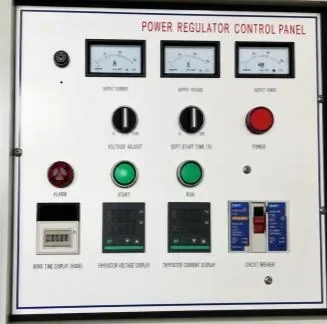 Painel de controle regulador de potência